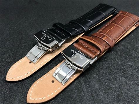 omega watch black leather|omega leather watch strap 18mm.